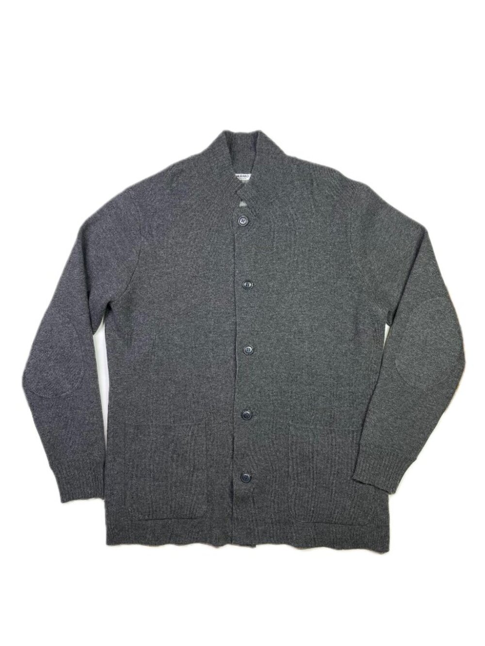 Murano Collezioni Size L Doubleknit Cardigan Sweater Grey Wool Cashmere *Flaw
